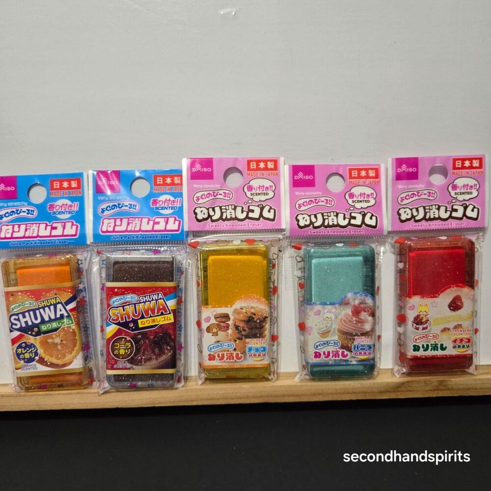 Daiso Japan Kneaded Eraser 5 Pc Lot Neri Keshi Scented Shuwa Soda Cola Dessert